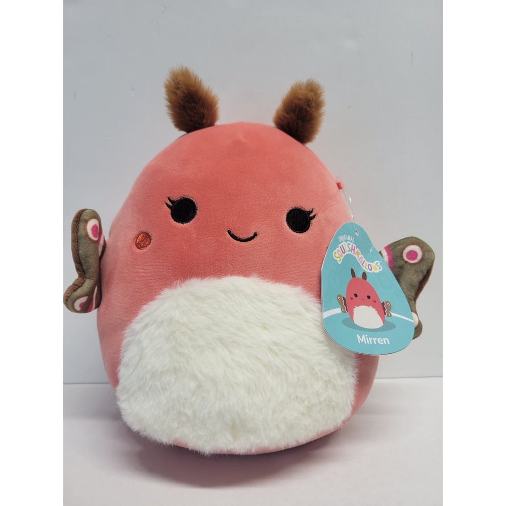 Squishmallows 8 Inch Mirren the Moth Coral Pink Fuzzy Belly Plush NWT S8 #1791